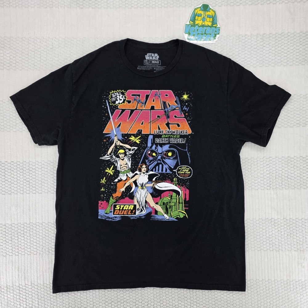 Mad Engine Star Wars Shirt Mens XL Black Retro Graphic Vader Luke Skywalker Tee